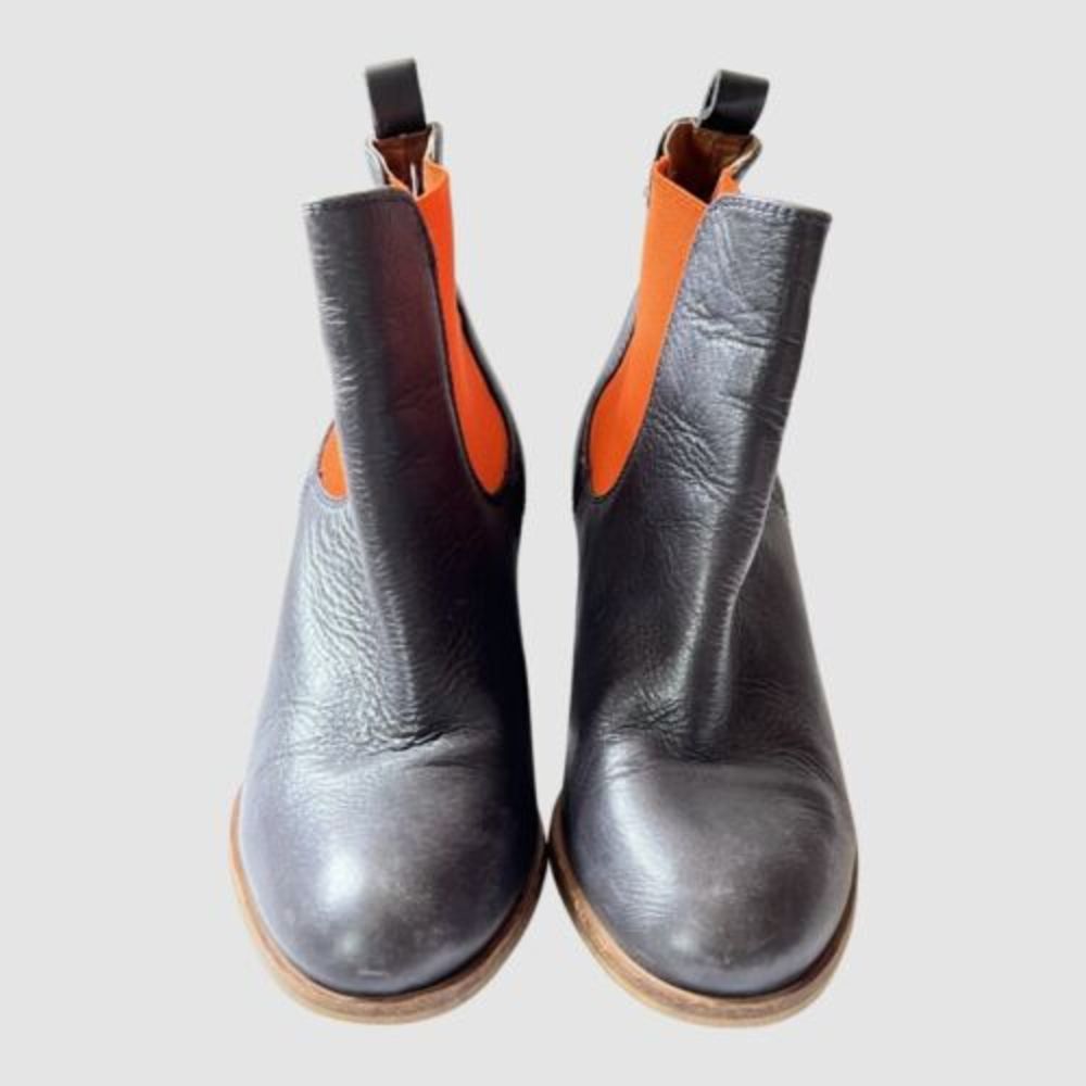 Elk Black/ Orange Block Heel Boots EU38/US8 ($369) - Picture 2 of 7